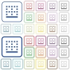 Bottom border color flat icons in rounded square frames. Thin and thick versions included. - Bottom border outlined flat color icons