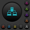 Multiple connections to mail server dark push buttons with color icons - Multiple connections to mail server dark push buttons with vivid color icons on dark grey background