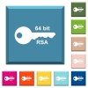 64 bit rsa encryption white icons on edged square buttons in various trendy colors - 64 bit rsa encryption white icons on edged square buttons