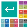 Keyboard return square flat multi colored icons - Keyboard return multi colored flat icons on plain square backgrounds. Included white and darker icon variations for hover or active effects.