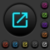 Open in new window dark push buttons with color icons - Open in new window dark push buttons with vivid color icons on dark grey background