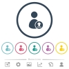 Upload user account flat color icons in round outlines. 6 bonus icons included. - Upload user account flat color icons in round outlines