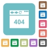 Browser 404 page not found white flat icons on color rounded square backgrounds - Browser 404 page not found rounded square flat icons