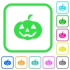 Halloween pumpkin vivid colored flat icons in curved borders on white background - Halloween pumpkin vivid colored flat icons