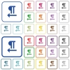 Right to left text direction outlined flat color icons - Right to left text direction color flat icons in rounded square frames. Thin and thick versions included.