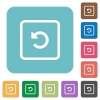 Rotate object left rounded square flat icons - Rotate object left white flat icons on color rounded square backgrounds