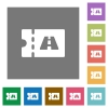 Toll discount coupon flat icons on simple color square backgrounds - Toll discount coupon square flat icons