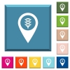 Traffic light GPS map location white icons on edged square buttons in various trendy colors - Traffic light GPS map location white icons on edged square buttons