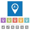 Court house GPS map location flat white icons in square backgrounds. 6 bonus icons included. - Court house GPS map location flat white icons in square backgrounds