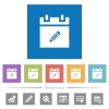 Edit schedule item flat white icons in square backgrounds. 6 bonus icons included. - Edit schedule item flat white icons in square backgrounds