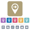 Next target GPS map location flat icons on color rounded square backgrounds - Next target GPS map location white flat icons on color rounded square backgrounds. 6 bonus icons included