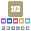Soccer discount coupon white flat icons on color rounded square backgrounds. 6 bonus icons included - Soccer discount coupon flat icons on color rounded square backgrounds