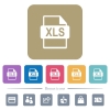 XLS file format flat icons on color rounded square backgrounds - XLS file format white flat icons on color rounded square backgrounds. 6 bonus icons included