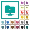 FTP quit flat color icons with quadrant frames - FTP quit flat color icons with quadrant frames on white background