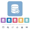 Undo database changes white flat icons on color rounded square backgrounds. 6 bonus icons included - Undo database changes flat icons on color rounded square backgrounds