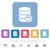 Undo database changes flat icons on color rounded square backgrounds - Undo database changes white flat icons on color rounded square backgrounds. 6 bonus icons included