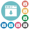 Browser scroll down flat white icons on round color backgrounds - Browser scroll down flat round icons