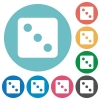 Dice three flat round icons - Dice three flat white icons on round color backgrounds