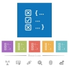 Source code checking flat white icons in square backgrounds. 6 bonus icons included. - Source code checking flat white icons in square backgrounds