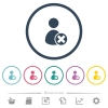 Cancel user account flat color icons in round outlines. 6 bonus icons included. - Cancel user account flat color icons in round outlines