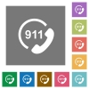 Emergency call 911 flat icons on simple color square backgrounds - Emergency call 911 square flat icons