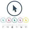 Mouse cursor flat color icons in round outlines - Mouse cursor flat color icons in round outlines. 6 bonus icons included.