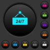 hanging table with 24h seven days a week dark push buttons with color icons - hanging table with 24h seven days a week dark push buttons with vivid color icons on dark grey background