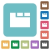 Horizontal tabbed layout active rounded square flat icons - Horizontal tabbed layout active white flat icons on color rounded square backgrounds