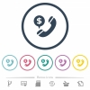 Dollar commercial call flat color icons in round outlines - Dollar commercial call flat color icons in round outlines. 6 bonus icons included.