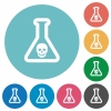 Dangerous chemical experiment flat white icons on round color backgrounds - Dangerous chemical experiment flat round icons