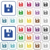 Infected file outlined flat color icons - Infected file color flat icons in rounded square frames. Thin and thick versions included.