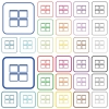Admin dashboard panels color flat icons in rounded square frames. Thin and thick versions included. - Admin dashboard panels outlined flat color icons