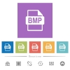 BMP file format flat white icons in square backgrounds. 6 bonus icons included. - BMP file format flat white icons in square backgrounds