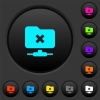 FTP cancel operation dark push buttons with vivid color icons on dark grey background - FTP cancel operation dark push buttons with color icons