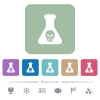 Dangerous chemical experiment white flat icons on color rounded square backgrounds. 6 bonus icons included - Dangerous chemical experiment flat icons on color rounded square backgrounds