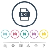 CRT file format flat color icons in round outlines - CRT file format flat color icons in round outlines. 6 bonus icons included.