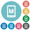 Mobile save data flat white icons on round color backgrounds - Mobile save data flat round icons