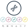 DNA molecule flat color icons in round outlines - DNA molecule flat color icons in round outlines. 6 bonus icons included.