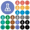 Dangerous chemical experiment multi colored flat icons on round backgrounds. Included white, light and dark icon variations for hover and active status effects, and bonus shades. - Dangerous chemical experiment round flat multi colored icons