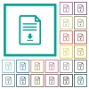 Download document flat color icons with quadrant frames on white background - Download document flat color icons with quadrant frames