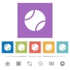 Tennis ball flat white icons in square backgrounds. 6 bonus icons included. - Tennis ball flat white icons in square backgrounds