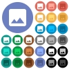 Single image multi colored flat icons on round backgrounds. Included white, light and dark icon variations for hover and active status effects, and bonus shades. - Single image round flat multi colored icons