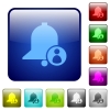 User reminder icons in rounded square color glossy button set - User reminder color square buttons