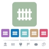Fence white flat icons on color rounded square backgrounds. 6 bonus icons included - Fence flat icons on color rounded square backgrounds