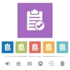 Note done flat white icons in square backgrounds - Note done flat white icons in square backgrounds. 6 bonus icons included.