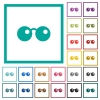Sunglasses flat color icons with quadrant frames on white background - Sunglasses flat color icons with quadrant frames