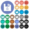 Unlock file round flat multi colored icons - Unlock file multi colored flat icons on round backgrounds. Included white, light and dark icon variations for hover and active status effects, and bonus shades.