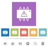 Hardware malfunction flat white icons in square backgrounds - Hardware malfunction flat white icons in square backgrounds. 6 bonus icons included.