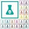 Dangerous chemical experiment flat color icons with quadrant frames - Dangerous chemical experiment flat color icons with quadrant frames on white background