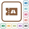 Toll discount coupon simple icons in color rounded square frames on white background - Toll discount coupon simple icons